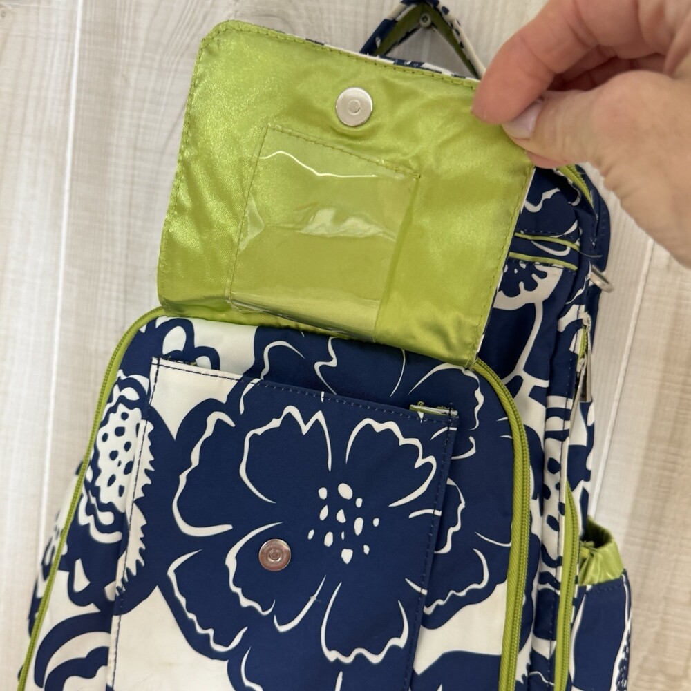 Ju Ju Be Be Right Back Diaper Backpack Colbalt Blossom Blue Green Floral Pattern - Picture 5 of 7